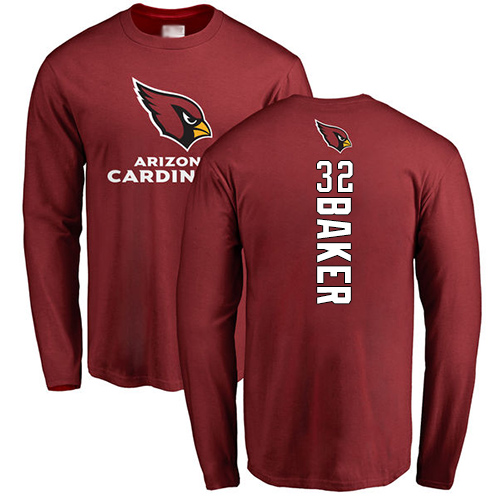 Arizona Cardinals Men Maroon Budda Baker Backer NFL Football #32 Long Sleeve T Shirt->nfl t-shirts->Sports Accessory
